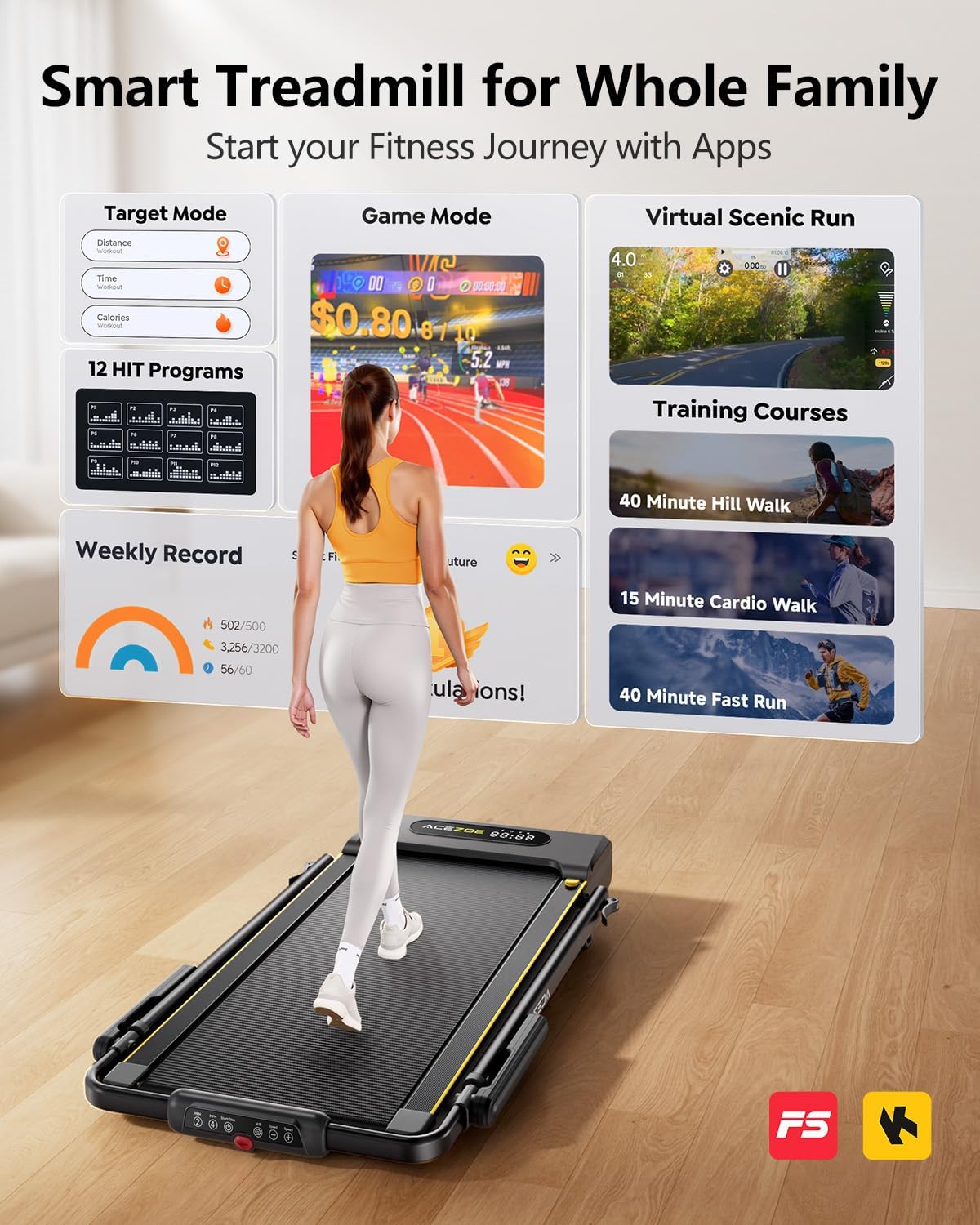 Acezoe 3-in-1 Incline Walking Pad