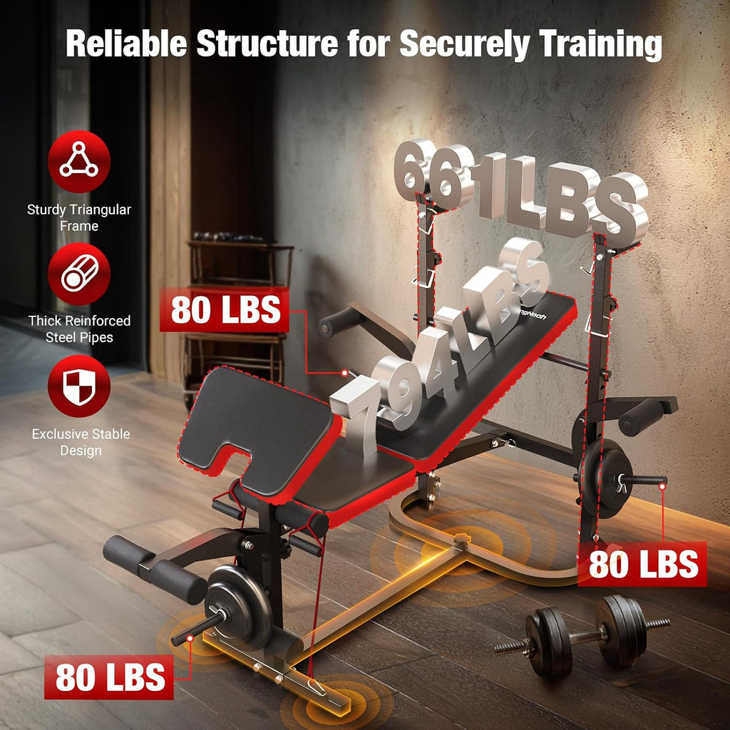 6-in-1 Foldable Weight Bench Set