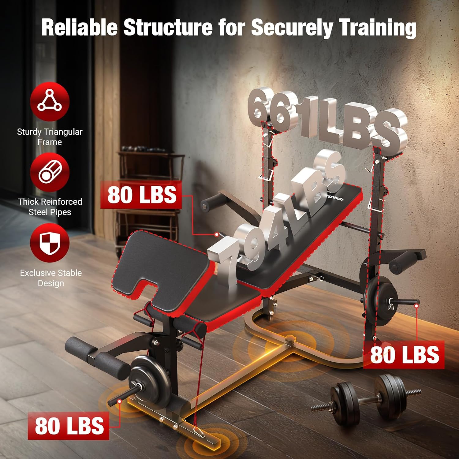 6-in-1 Foldable Weight Bench Set