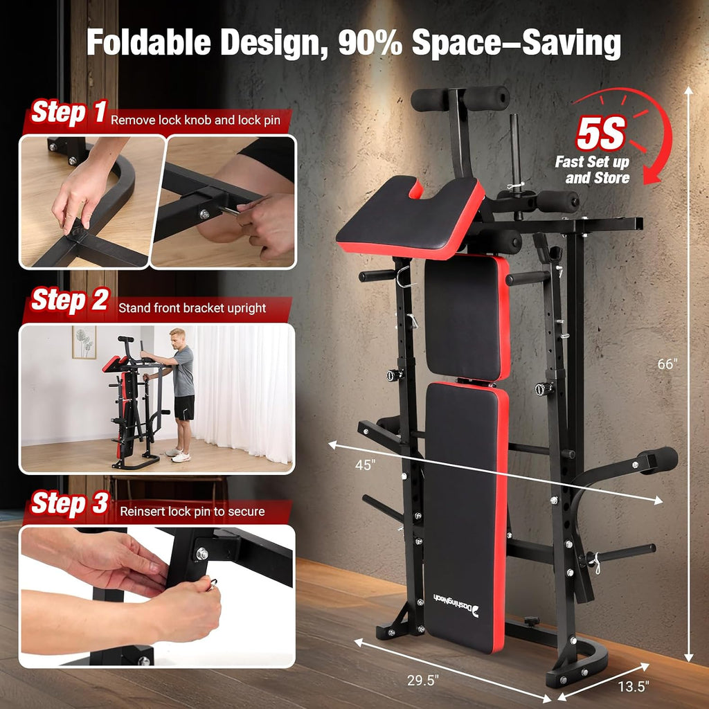 6-in-1 Foldable Weight Bench Set