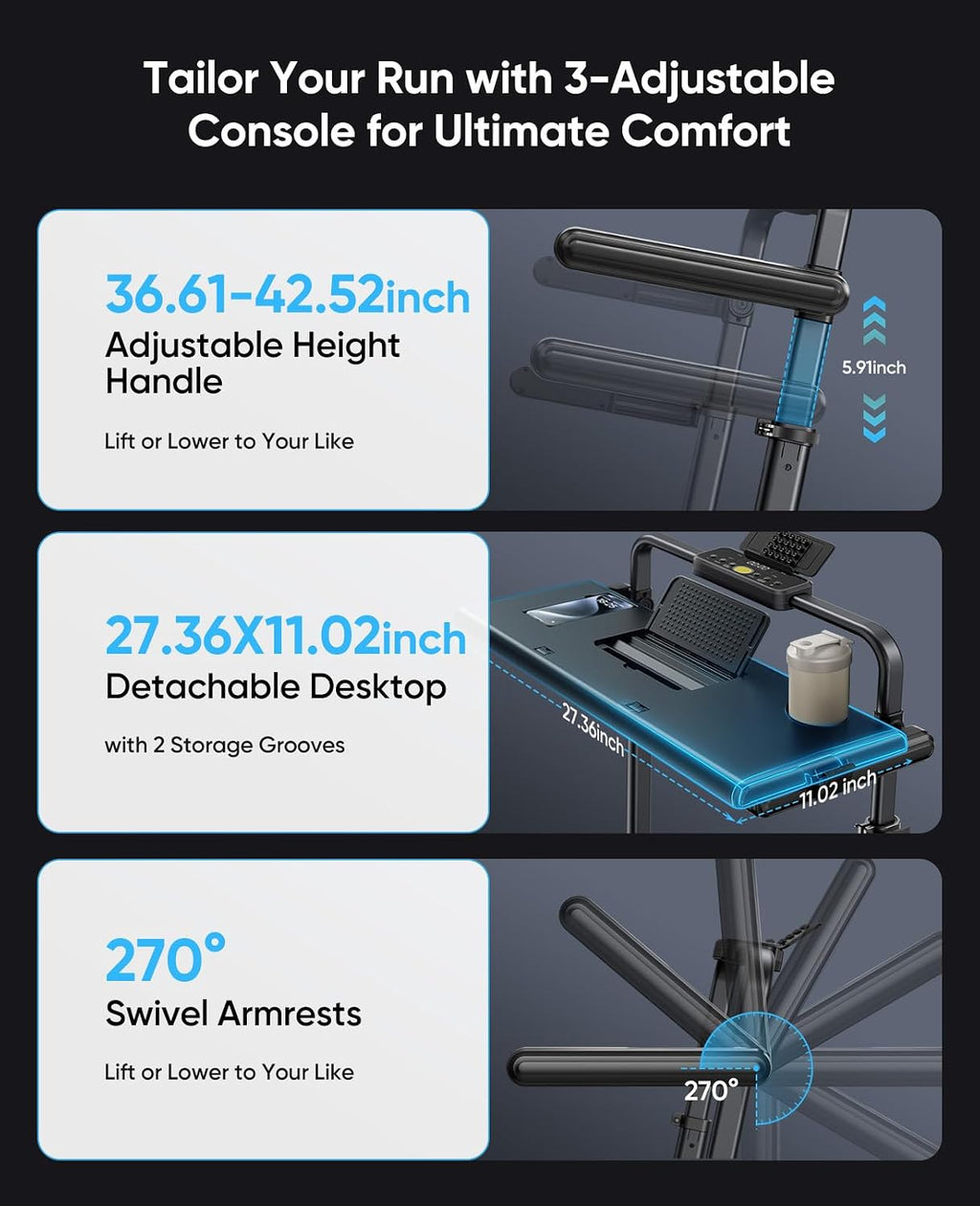 3.0HP Walking Pad Treadmill