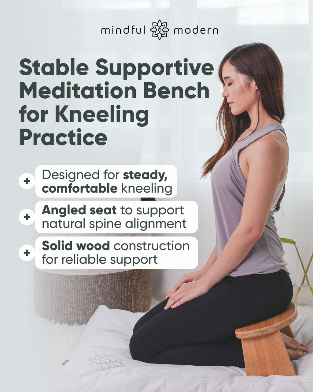 Mindful Modern Bamboo Meditation Bench