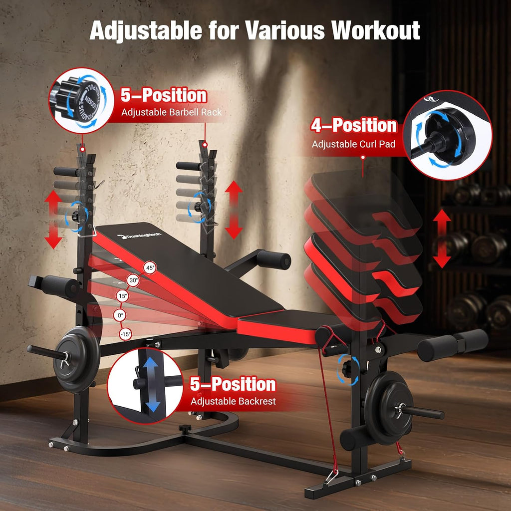 6-in-1 Foldable Weight Bench Set