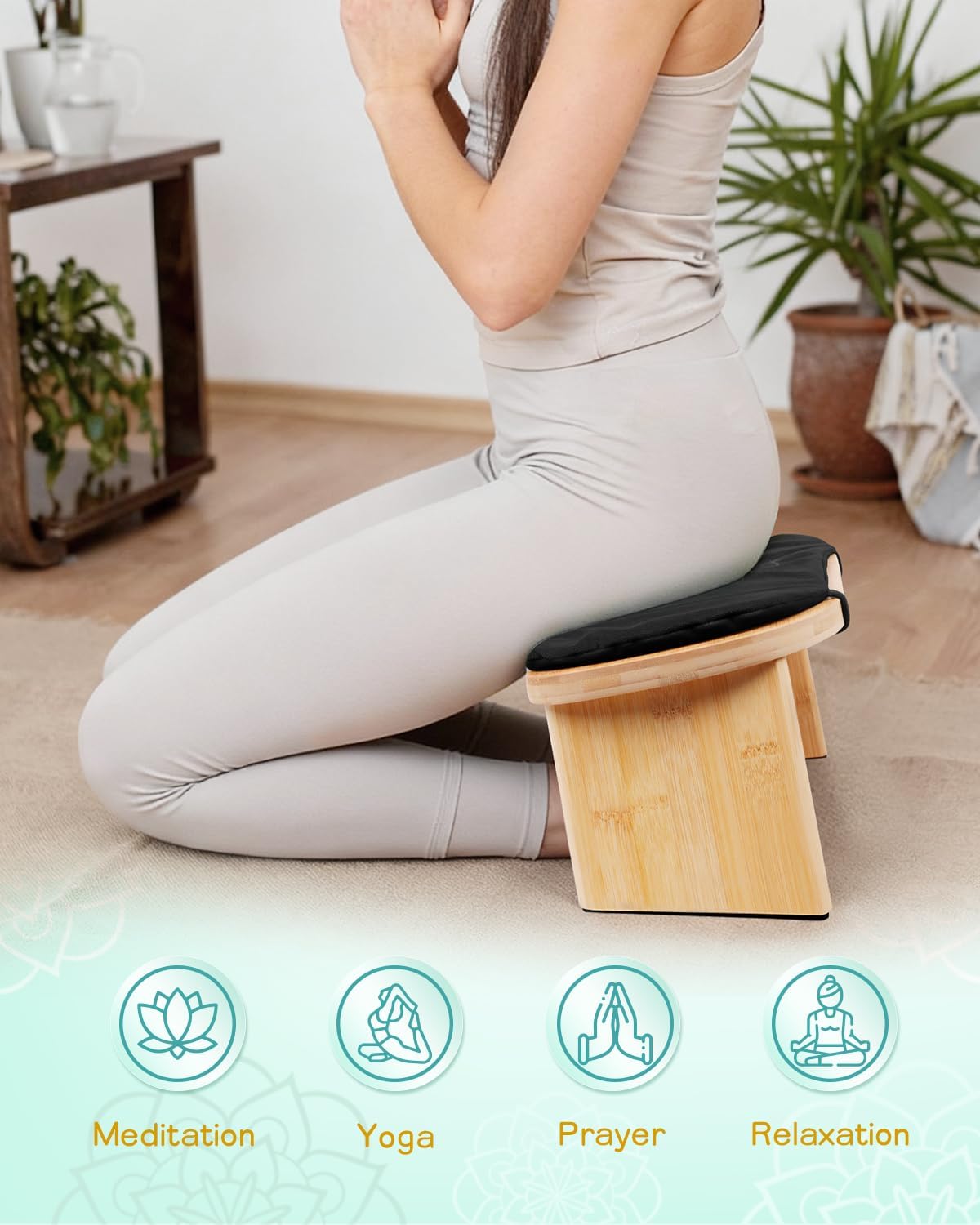 Hihealer Bamboo Meditation Bench