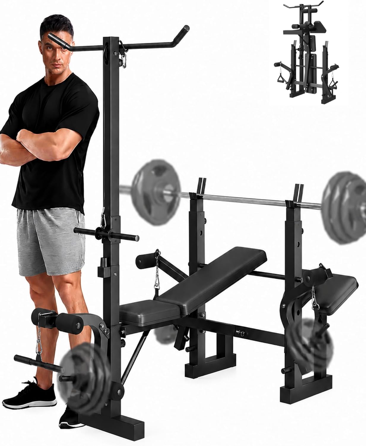 Garvee 8-in-1 Weight Bench Set