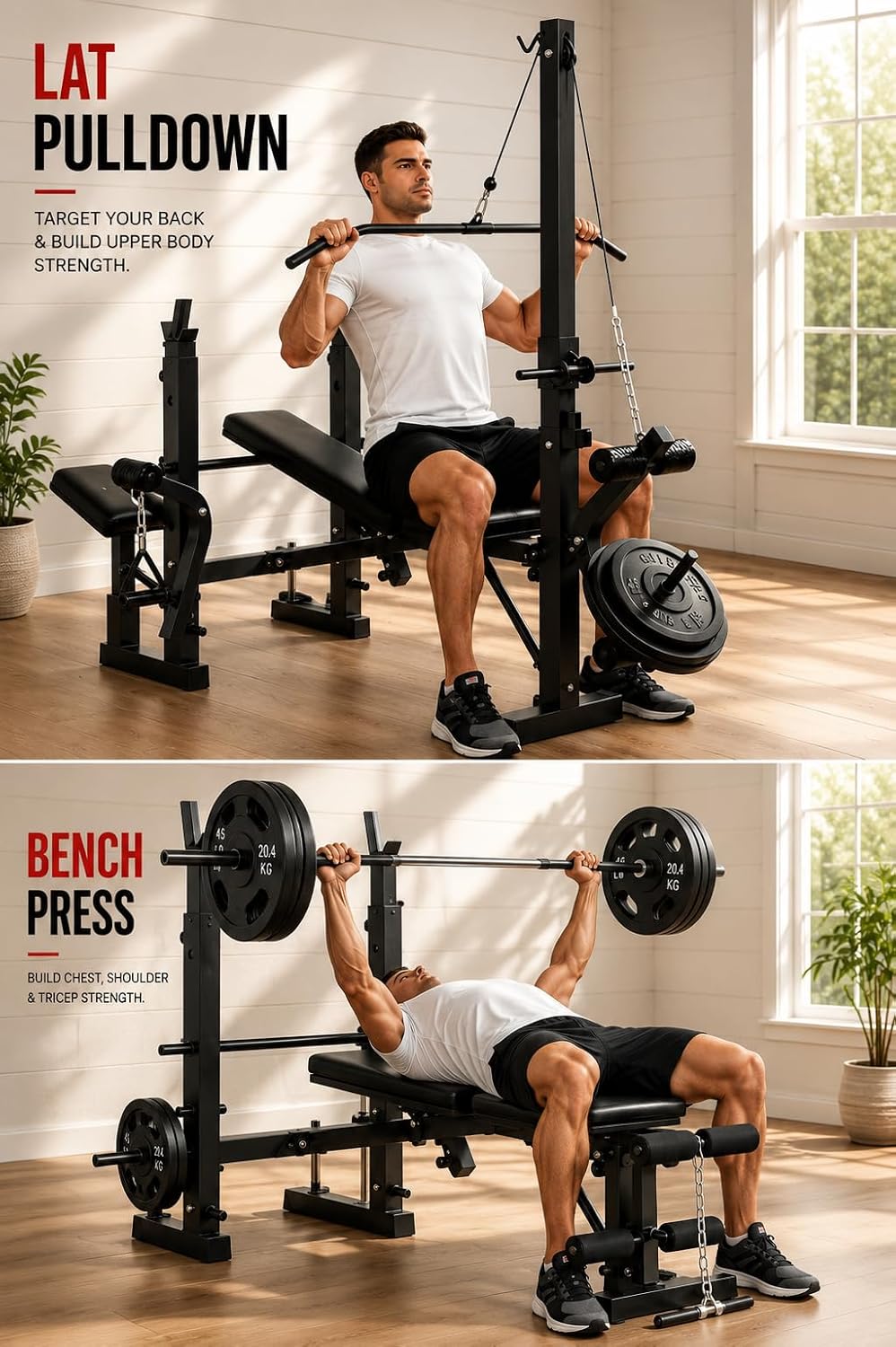 Garvee 8-in-1 Weight Bench Set