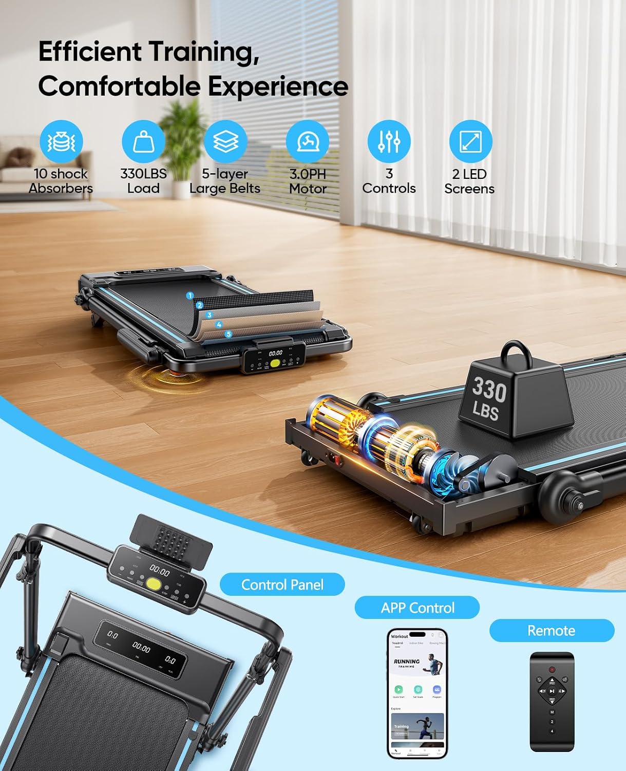 3.0HP Walking Pad Treadmill