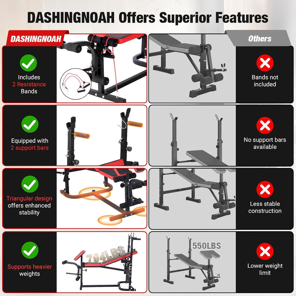 6-in-1 Foldable Weight Bench Set