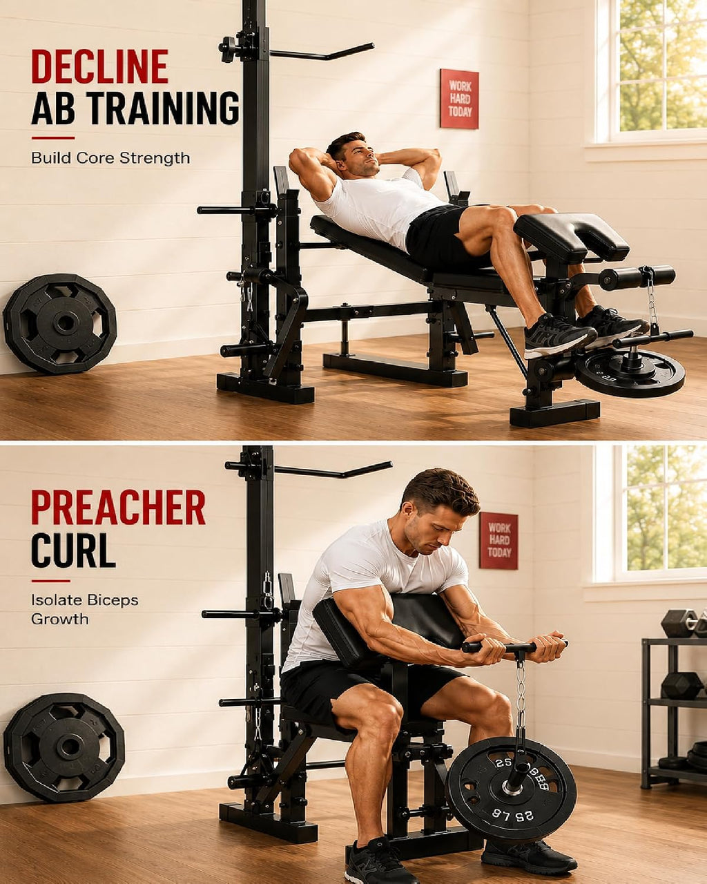 Garvee 8-in-1 Weight Bench Set