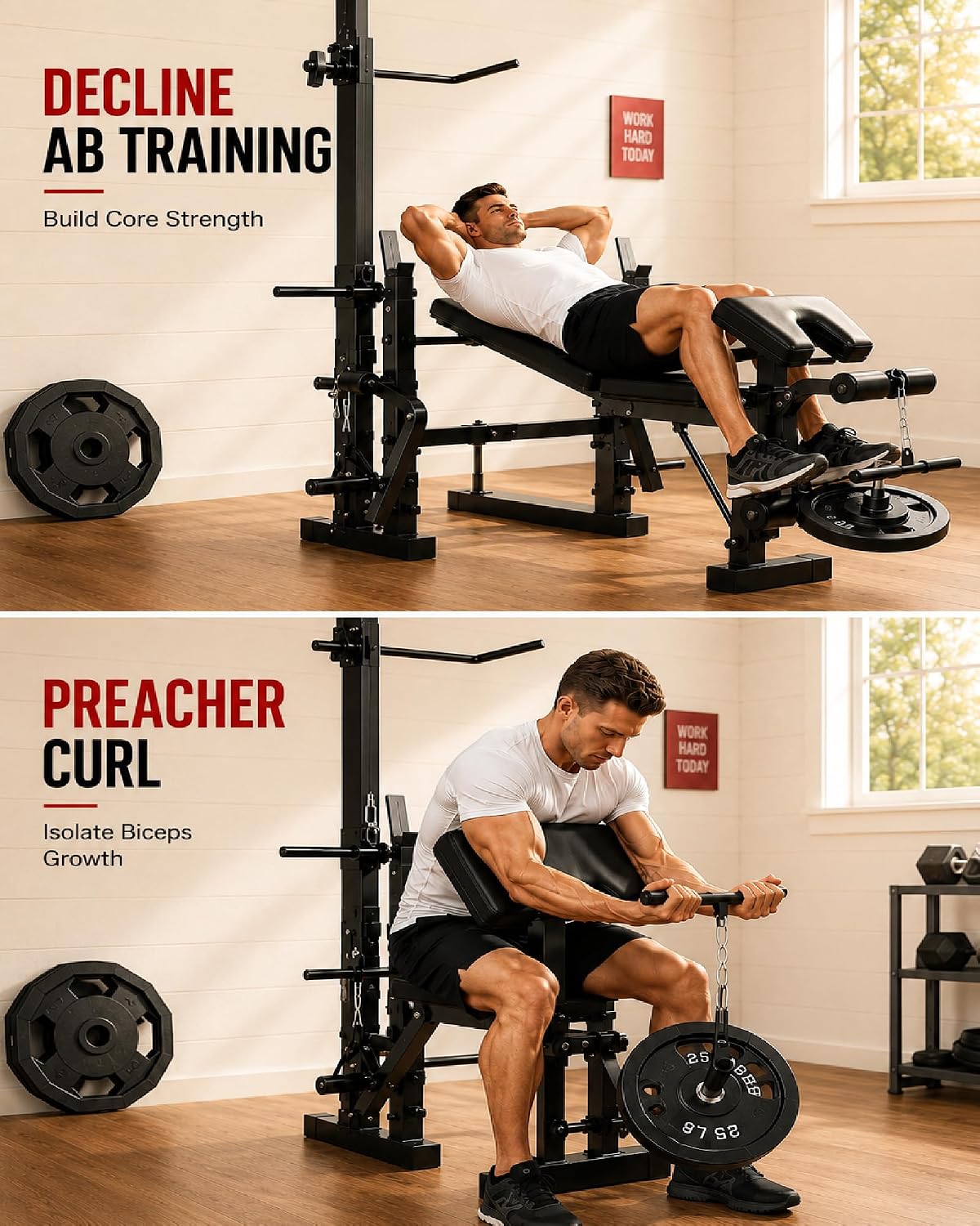 Garvee 8-in-1 Weight Bench Set