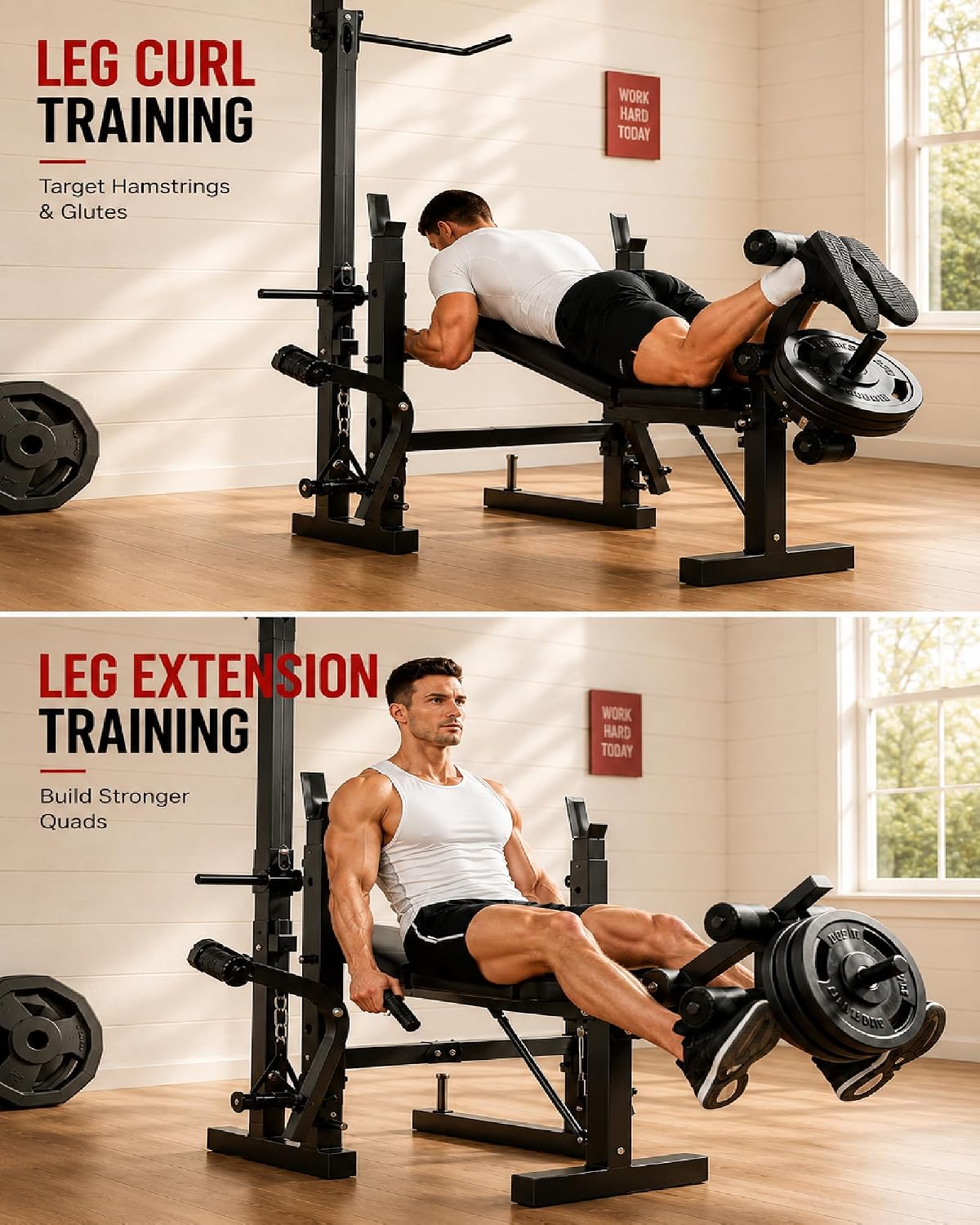 Garvee 8-in-1 Weight Bench Set