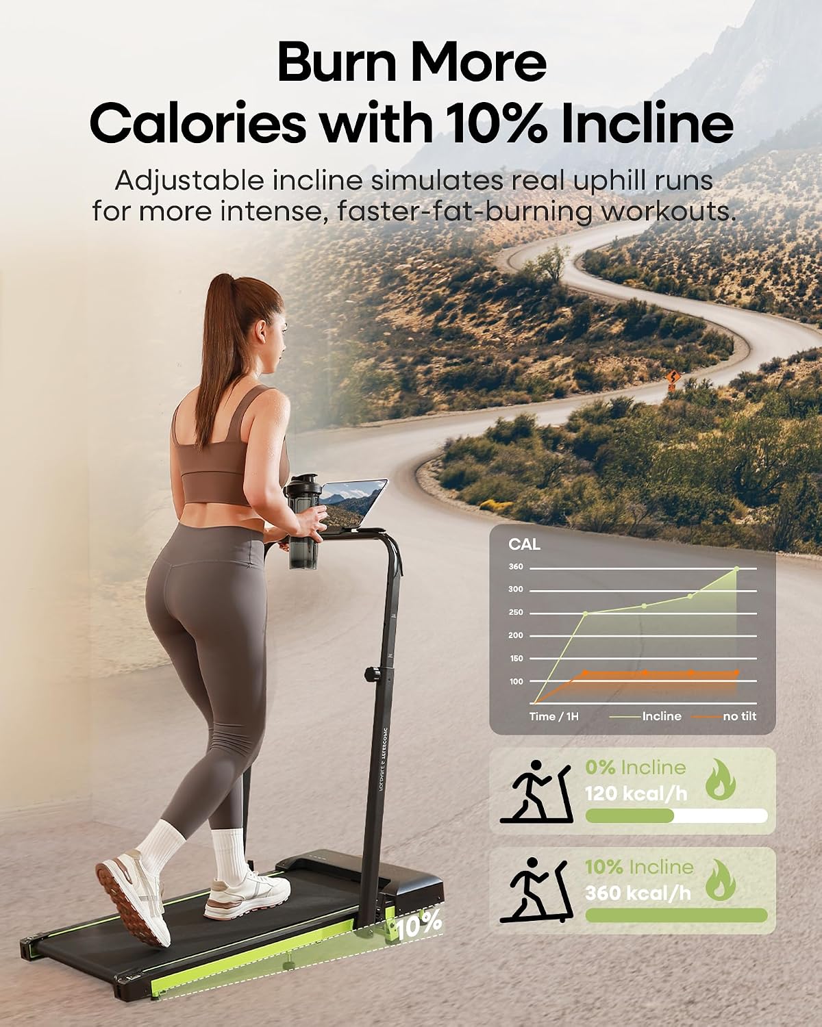 Foldable Incline Walking Pad Treadmill