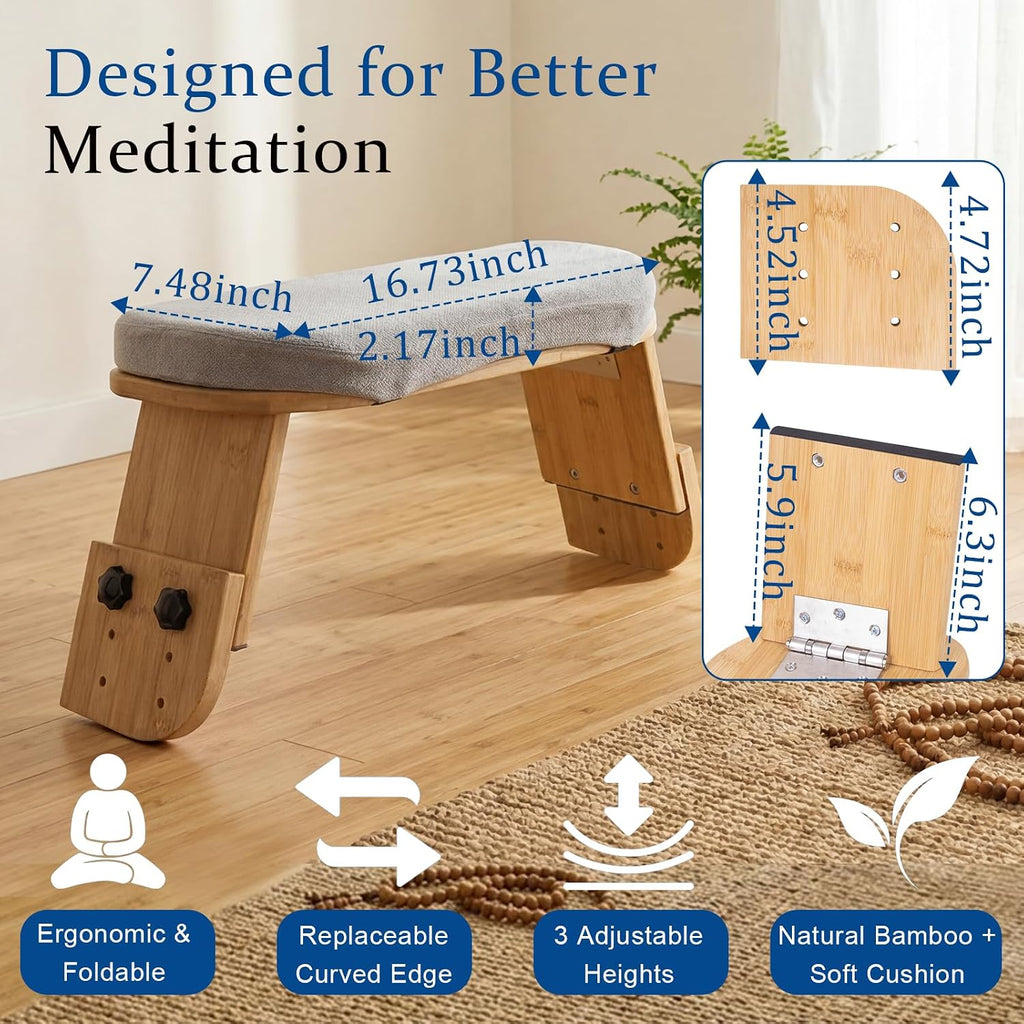 Adjustable Bamboo Meditation Bench