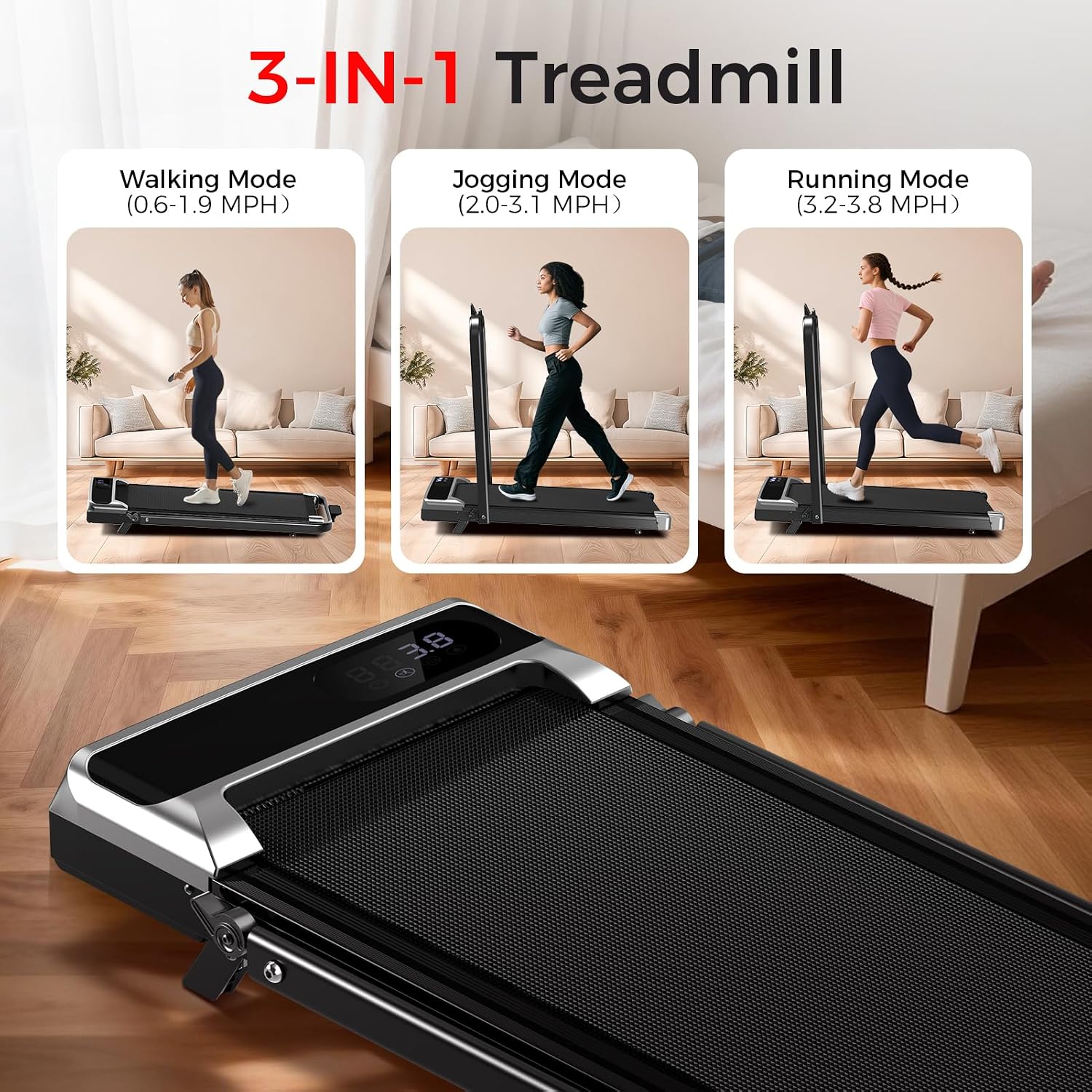 8% Incline Foldable Walking Pad Treadmill