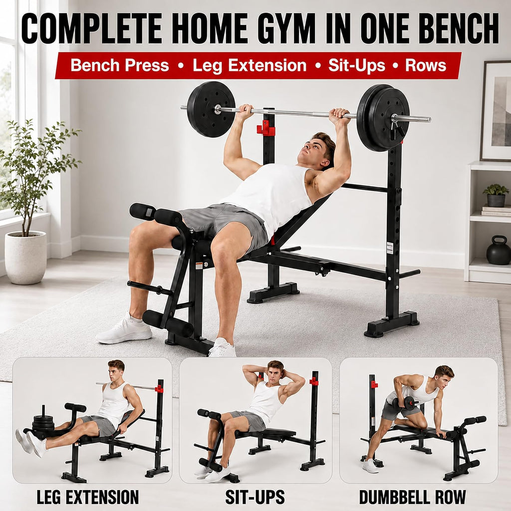 8-in-1 Foldable Weight Bench Set